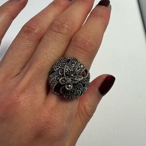 Vintage Butterfly Detail Sterling Silver Ring